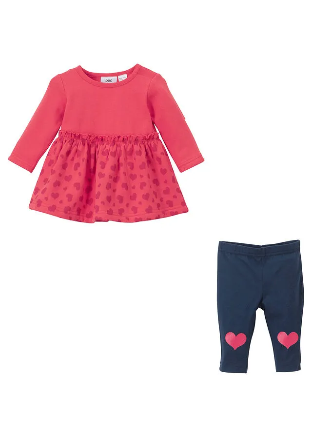 VESTIDO SUDADERA Y LEGGINGS PARA BEBé (2 PIEZAS) DE ALGODóN ORGáNICO ROSA QUISQUILLAGRANATEAZUL OSCURO